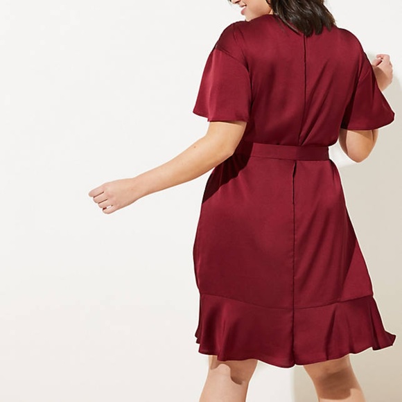 LOFT PLUS SATIN TIE WAIST FLOUNCE DRESS - Picture 3 of 3